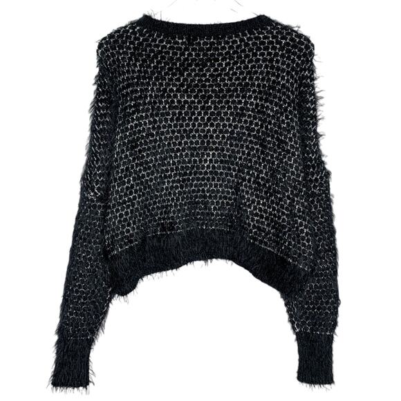 Modcloth M Nipping at Your Nose Cropped Sweater Metallic Black - Picture 2 of 8